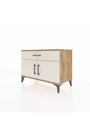 Hyperion Şifonyer Tek Raflı Tek Çekmeceli 2 Kapaklı 88x44x64 Çam-Aytaşı