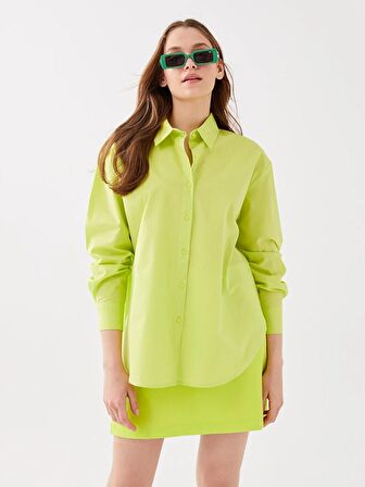 Düz Uzun Kollu Kadın Oversize Gömlek