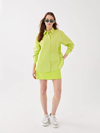 Düz Uzun Kollu Kadın Oversize Gömlek