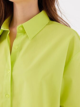 Düz Uzun Kollu Kadın Oversize Gömlek