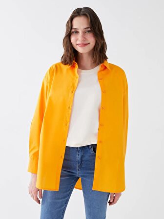 Düz Uzun Kollu Kadın Oversize Gömlek