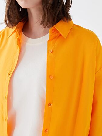 Düz Uzun Kollu Kadın Oversize Gömlek