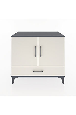 Hyperion Şifonyer 3 Raflı Tek Çekmeceli 2 Kapaklı 88x44x80 Antrasit-Aytaşı