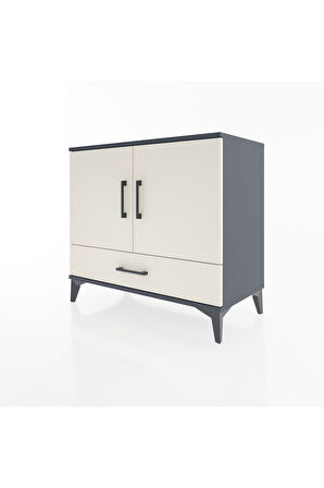 Hyperion Şifonyer 3 Raflı Tek Çekmeceli 2 Kapaklı 88x44x80 Antrasit-Aytaşı