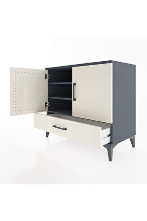 Hyperion Şifonyer 3 Raflı Tek Çekmeceli 2 Kapaklı 88x44x80 Antrasit-Aytaşı