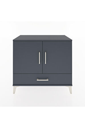 Hyperion Şifonyer 3 Raflı Tek Çekmeceli 2 Kapaklı 88x44x80 Antrasit-Antrasit