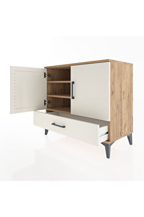 Hyperion Şifonyer 3 Raflı Tek Çekmeceli 2 Kapaklı 88x44x80 Çam-Aytaşı