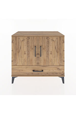 Hyperion Şifonyer 3 Raflı Tek Çekmeceli 2 Kapaklı 88x44x80 Çam-Çam