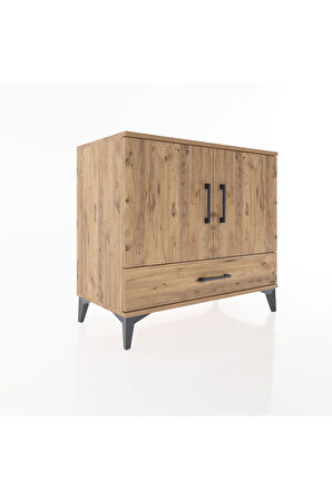 Hyperion Şifonyer 3 Raflı Tek Çekmeceli 2 Kapaklı 88x44x80 Çam-Çam