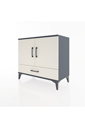 Hyperion Şifonyer 2 Raflı Tek Çekmeceli 2 Kapaklı 88x44x80 Antrasit-Aytaşı