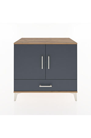 Hyperion Şifonyer 2 Raflı Tek Çekmeceli 2 Kapaklı 88x44x80 Çam-Antrasit