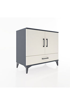 Hyperion Şifonyer Tek Raflı Tek Çekmeceli 2 Kapaklı 88x44x80 Antrasit-Aytaşı