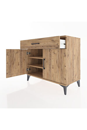 Hyperion Şifonyer 2 Raflı Tek Çekmeceli 2 Kapaklı 88x44x80 Çam-Çam