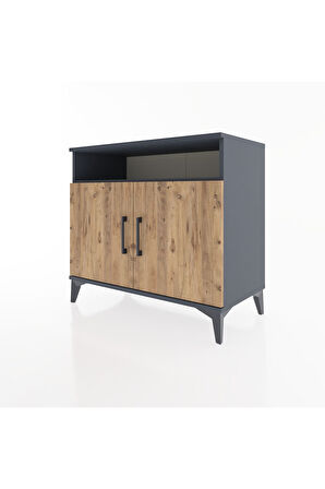 Hyperion Şifonyer 3 Raflı 2 Kapaklı 88x44x80 Antrasit-Çam