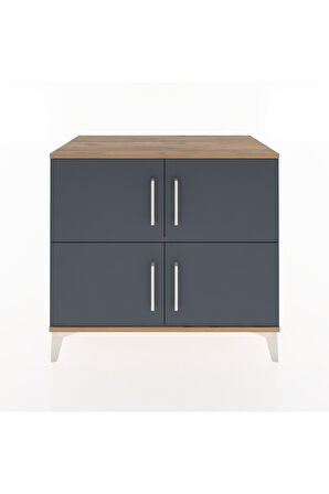 Hyperion Şifonyer Tek Raflı 4 Kapaklı 88x44x80 Çam-Antrasit