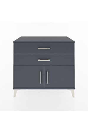 Hyperion Şifonyer Tek Raflı 2 Çekmeceli 2 Kapaklı 88x44x80 Antrasit-Antrasit