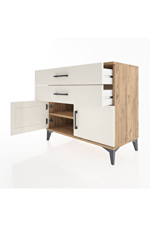 Hyperion Şifonyer Tek Raflı 2 Çekmeceli 2 Kapaklı 88x44x80 Çam-Aytaşı