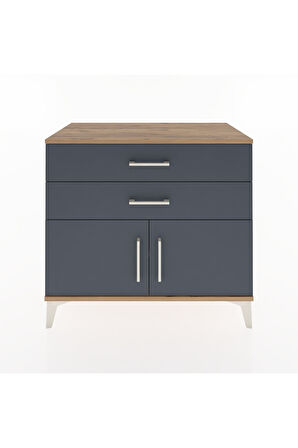 Hyperion Şifonyer Tek Raflı 2 Çekmeceli 2 Kapaklı 88x44x80 Çam-Antrasit