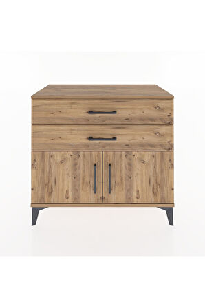 Hyperion Şifonyer Tek Raflı 2 Çekmeceli 2 Kapaklı 88x44x80 Çam-Çam