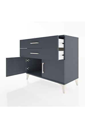 Hyperion Şifonyer 2 Çekmeceli 2 Kapaklı 88x44x80 Antrasit-Antrasit