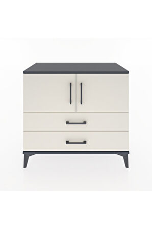 Hyperion Şifonyer 2 Raflı 2 Çekmeceli 2 Kapaklı 88x44x80 Antrasit-Aytaşı