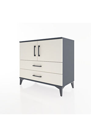 Hyperion Şifonyer 2 Raflı 2 Çekmeceli 2 Kapaklı 88x44x80 Antrasit-Aytaşı