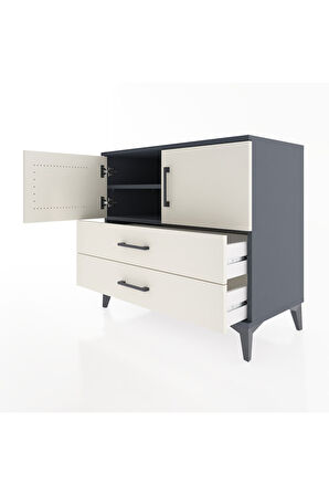 Hyperion Şifonyer 2 Raflı 2 Çekmeceli 2 Kapaklı 88x44x80 Antrasit-Aytaşı