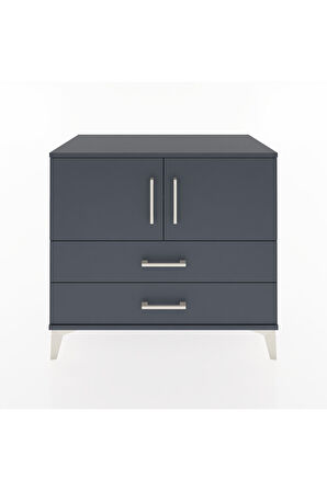 Hyperion Şifonyer 2 Raflı 2 Çekmeceli 2 Kapaklı 88x44x80 Antrasit-Antrasit