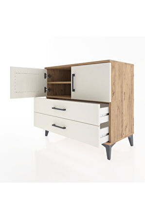 Hyperion Şifonyer 2 Raflı 2 Çekmeceli 2 Kapaklı 88x44x80 Çam-Aytaşı