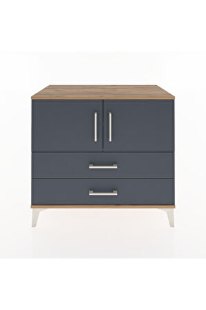 Hyperion Şifonyer 2 Raflı 2 Çekmeceli 2 Kapaklı 88x44x80 Çam-Antrasit