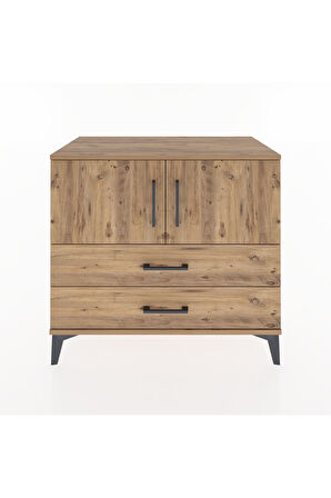 Hyperion Şifonyer 2 Raflı 2 Çekmeceli 2 Kapaklı 88x44x80 Çam-Çam