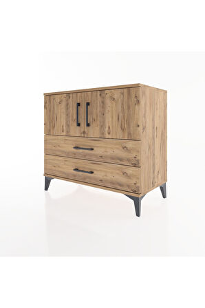 Hyperion Şifonyer 2 Raflı 2 Çekmeceli 2 Kapaklı 88x44x80 Çam-Çam