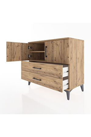 Hyperion Şifonyer 2 Raflı 2 Çekmeceli 2 Kapaklı 88x44x80 Çam-Çam