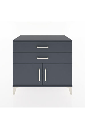 Hyperion Şifonyer Tek Raflı 2 Çekmeceli 2 Kapaklı 88x44x80 Antrasit-Antrasit