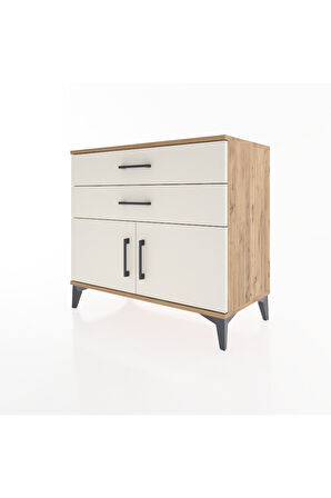 Hyperion Şifonyer Tek Raflı 2 Çekmeceli 2 Kapaklı 88x44x80 Çam-Aytaşı