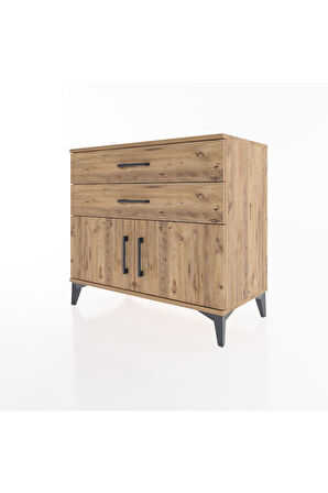 Hyperion Şifonyer Tek Raflı 2 Çekmeceli 2 Kapaklı 88x44x80 Çam-Çam