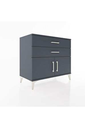 Hyperion Şifonyer 2 Çekmeceli 2 Kapaklı 88x44x80 Antrasit-Antrasit