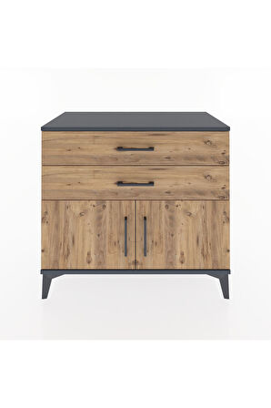 Hyperion Şifonyer 2 Çekmeceli 2 Kapaklı 88x44x80 Antrasit-Çam