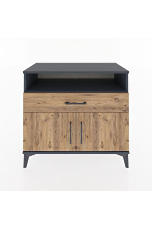 Hyperion Şifonyer 2 Raflı Tek Çekmeceli 2 Kapaklı 88x44x80 Antrasit-Çam