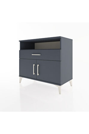 Hyperion Şifonyer Tek Raflı Tek Çekmeceli 2 Kapaklı 88x44x80 Antrasit-Antrasit