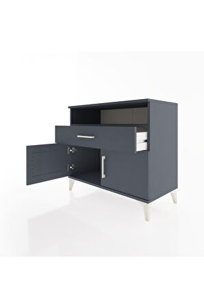 Hyperion Şifonyer Tek Raflı Tek Çekmeceli 2 Kapaklı 88x44x80 Antrasit-Antrasit