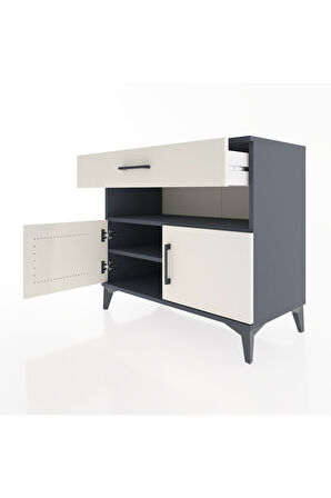 Hyperion Şifonyer 2 Raflı Tek Çekmeceli 2 Kapaklı 88x44x80 Antrasit-Aytaşı