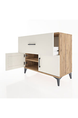 Hyperion Şifonyer Tek Raflı Tek Çekmeceli 2 Kapaklı 88x44x80 Çam-Aytaşı