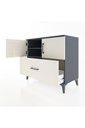 Hyperion Şifonyer 2 Raflı Tek Çekmeceli 2 Kapaklı 88x44x80 Antrasit-Aytaşı