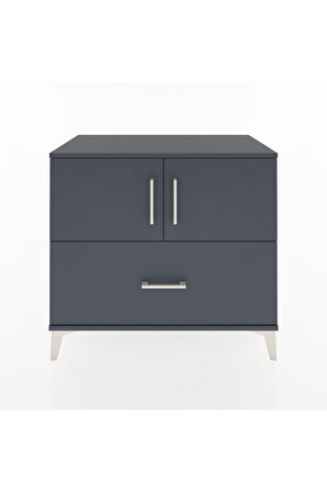 Hyperion Şifonyer 2 Raflı Tek Çekmeceli 2 Kapaklı 88x44x80 Antrasit-Antrasit