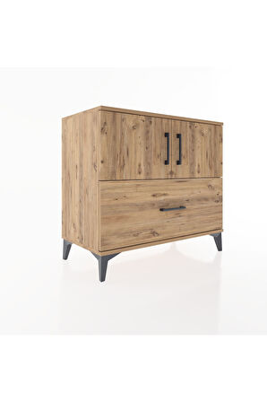 Hyperion Şifonyer 2 Raflı Tek Çekmeceli 2 Kapaklı 88x44x80 Çam-Çam