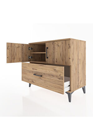 Hyperion Şifonyer 2 Raflı Tek Çekmeceli 2 Kapaklı 88x44x80 Çam-Çam