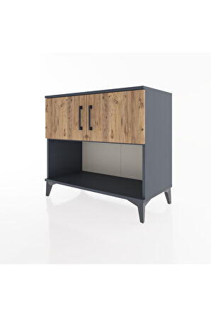 Hyperion Şifonyer Tek Raflı 2 Kapaklı 88x44x80 Antrasit-Çam