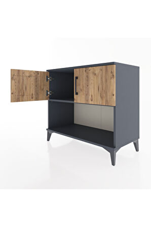 Hyperion Şifonyer Tek Raflı 2 Kapaklı 88x44x80 Antrasit-Çam