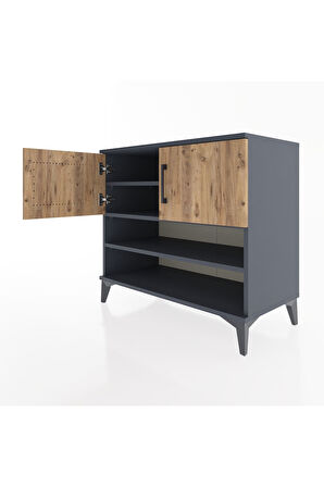 Hyperion Şifonyer 3 Raflı 2 Kapaklı 88x44x80 Antrasit-Çam